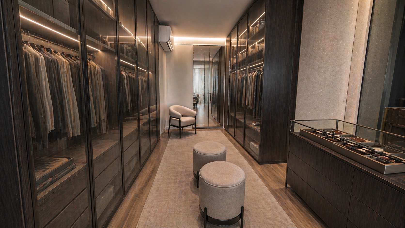 Closet high end iCLOSET em ambiente arquitetônico